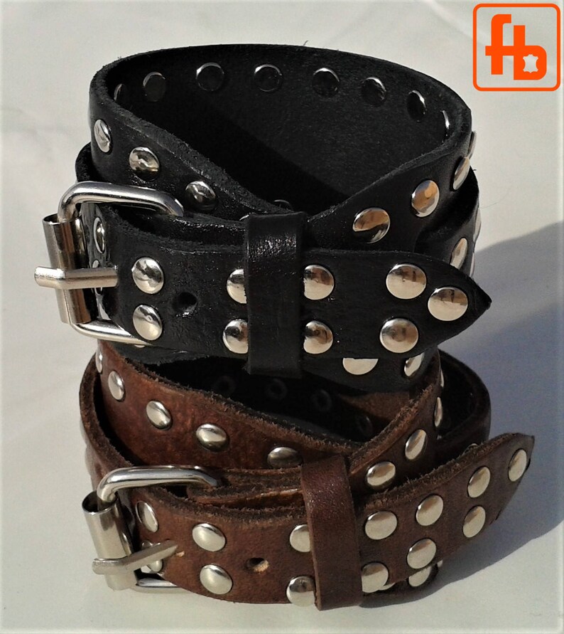 Double Wrap Leather Bracelet Rock /'n/' Roll Chic Leather Bracelet Studded Bracelet Punk Rock Biker Bracelet Buckle Bracelet