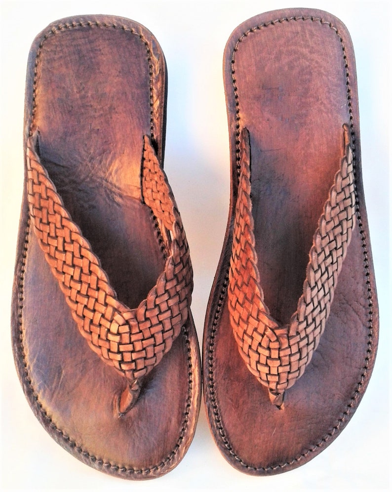 Flip Flops Gent's Sandals Handcrafted Plaited Leather | Etsy