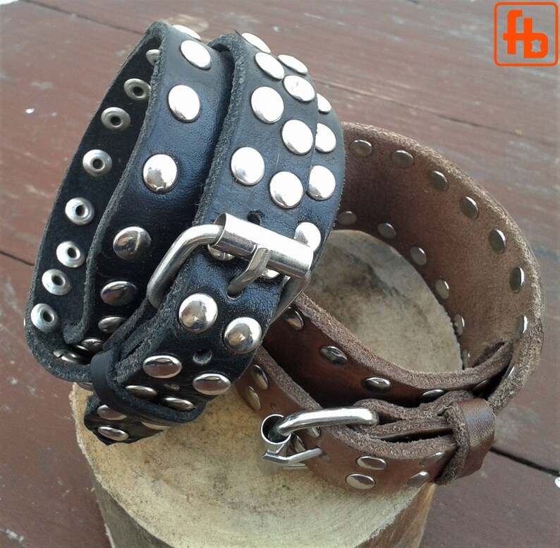 Double Wrap Leather Bracelet Rock /'n/' Roll Chic Leather Bracelet Studded Bracelet Punk Rock Biker Bracelet Buckle Bracelet