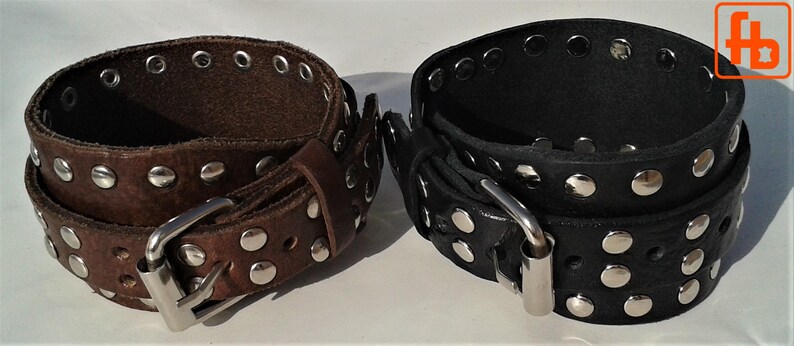 Double Wrap Leather Bracelet Rock /'n/' Roll Chic Leather Bracelet Studded Bracelet Punk Rock Biker Bracelet Buckle Bracelet