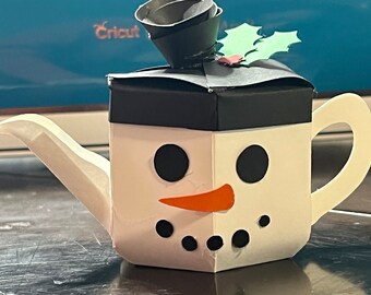 Snowman Teapot Party Favors | Winter Tea Party Favor Boxes | Christmas Holiday Treat Boxes | Snowman Table Decor Gift Boxes
