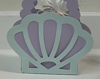 Mermaid Shell Basket Party Favors | Under the Sea Treat Boxes | Mermaid Birthday Baby Shower Favor Baskets | Ocean Theme Table Decor
