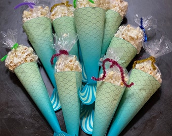 Mermaid Party Favors | Popcorn Favor Bags | Under the Sea Birthday Treat Bags | Mermaid Party Decor | Kids Birthday Party Favors | Ready to
