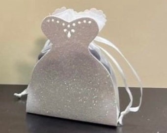 Bridal Gown Party Favor Boxes | Wedding Dress Treat Boxes | Bridal Shower Favor Boxes | Elegant Wedding Table Decor Gift Boxes