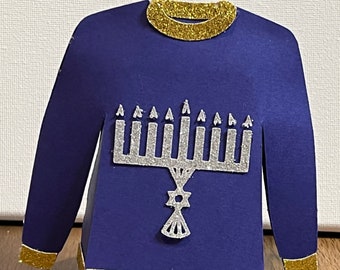 Menorah Ugly Sweater Party Favor Boxes | Hanukkah Treat Boxes | Chanukah Classroom Gift Boxes | Jewish Holiday Table Decor
