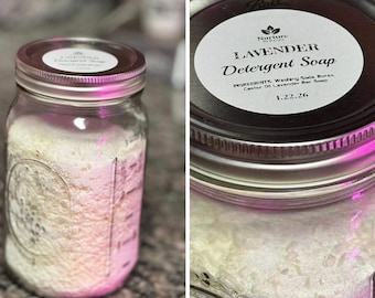 Detergente en polvo natural para ropa / Detergente ecológico con carbonato de sodio y bórax / Jabón de Castilla con lavanda para la ropa / Limpiador HE no tóxico