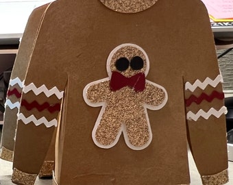 Gingerbread Ugly Sweater Party Favor Boxes | Christmas Cookie Treat Boxes | Holiday Classroom Gift Boxes | Winter Party Table Decor