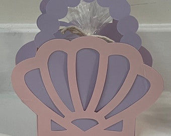 Mermaid Shell Basket Party Favors | Under the Sea Treat Boxes | Mermaid Birthday Baby Shower Favor Baskets | Ocean Theme Table Decor