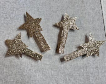 Gold Star Clothespin Hair Clip | Glitter Star Hair Accessory | Handmade Girls Hair Clip | Boutique Hair Clip | Teacher Reward Gift