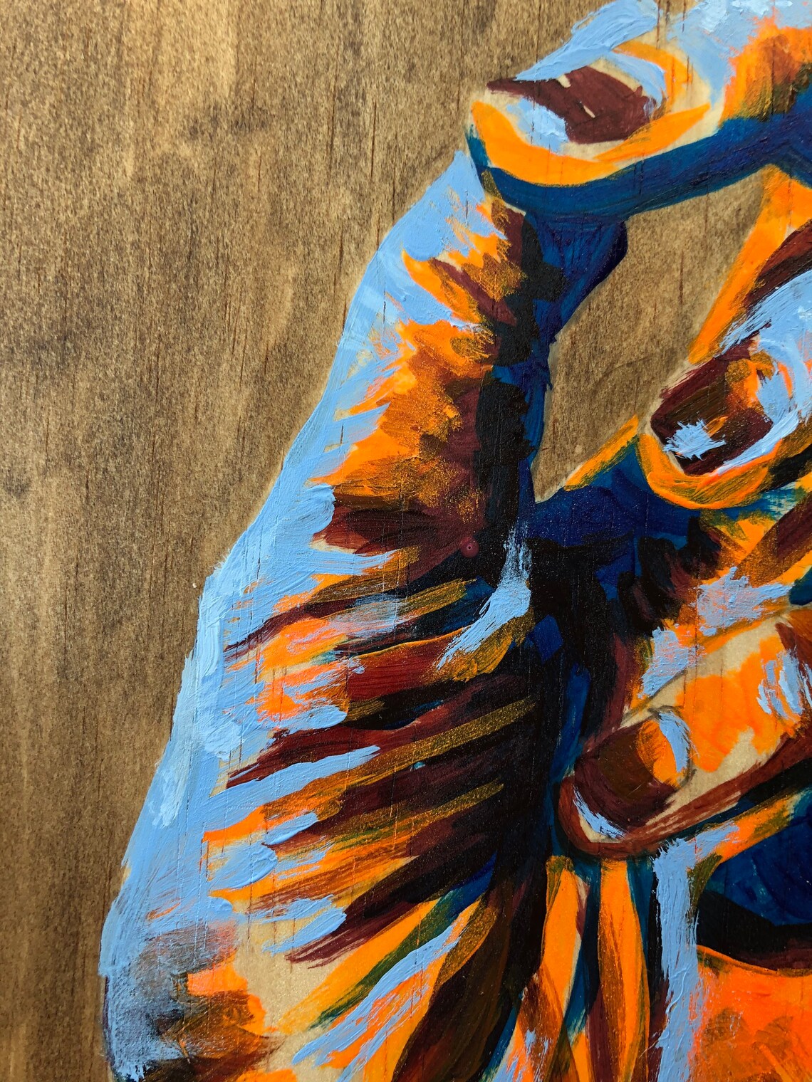 Original Acrylic Painting on Wood Panel Hand Study No. 2 Etsy