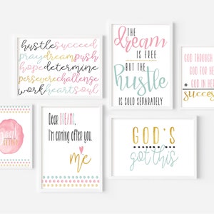 Girl Power Printable Wall Art Bundle, Christian Motivational Office Decor, Girls Room Decor, Instant Download, Female Entrepreneur Quotes