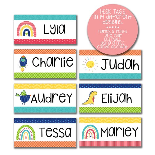 Editable Desk Name Labels Name Plates Instant Downloads Etsy