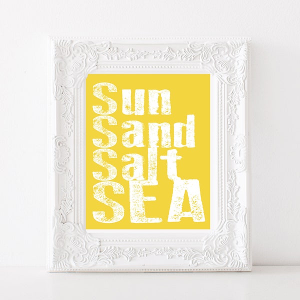 Beach House Decor • Beach Life • Coastal Art • Beach Print • sun sand salt sea • 8x10 frameable print • Printable Wall Art • Beach quote art