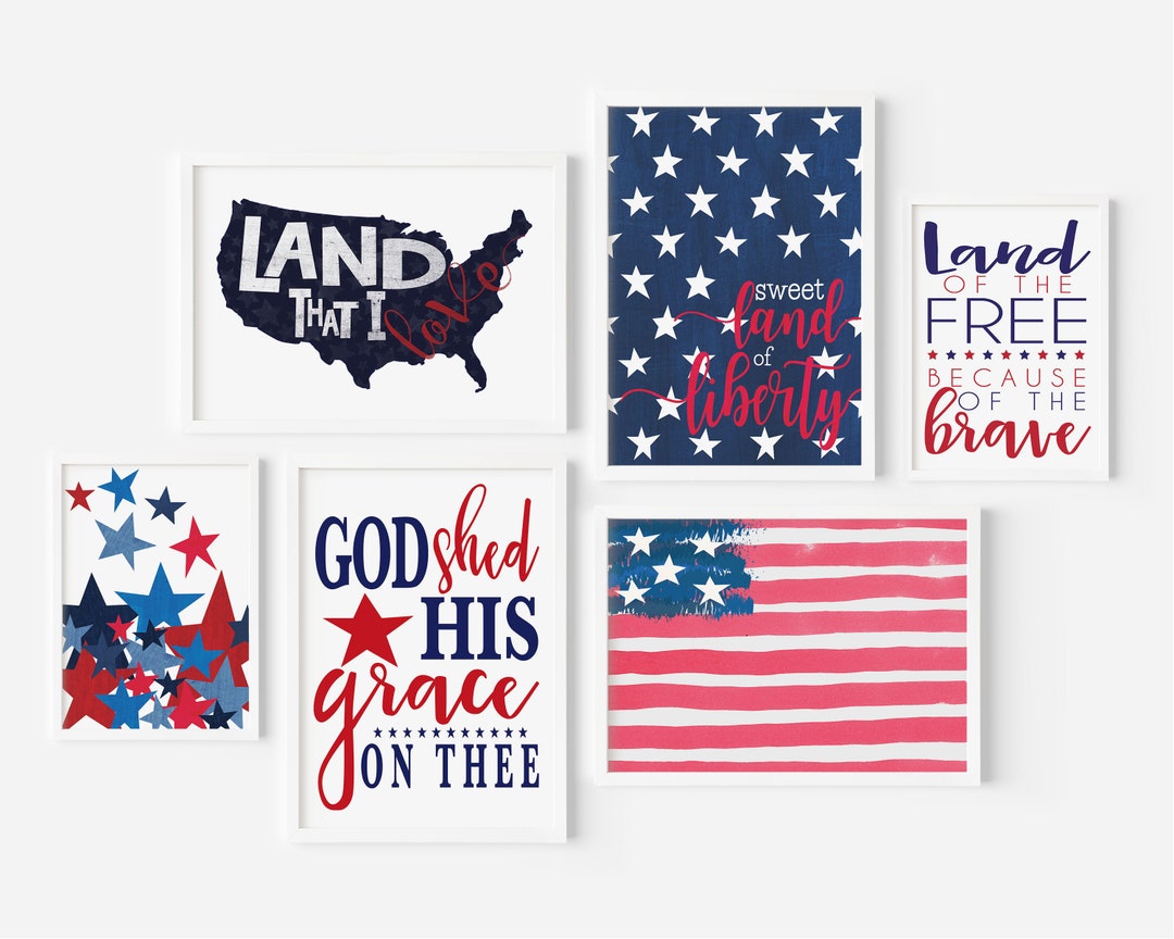 July 4th Bundle, Gallery Wall, Printable Decor, Set of 6 Prints ...