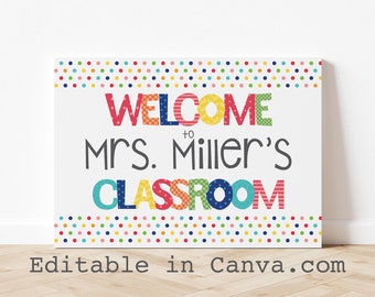 Editable Teacher Classroom Door Sign, Classroom Decor, Teacher Printable, Classroom Printable Custom Teacher Sign, Back to School