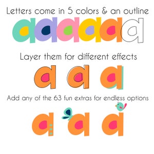 Doodle Alphabet PNG, Classroom Bright Alphabet Clipart font, funky colorful letters numbers, hand drawn alpha, digital sublimation design image 3