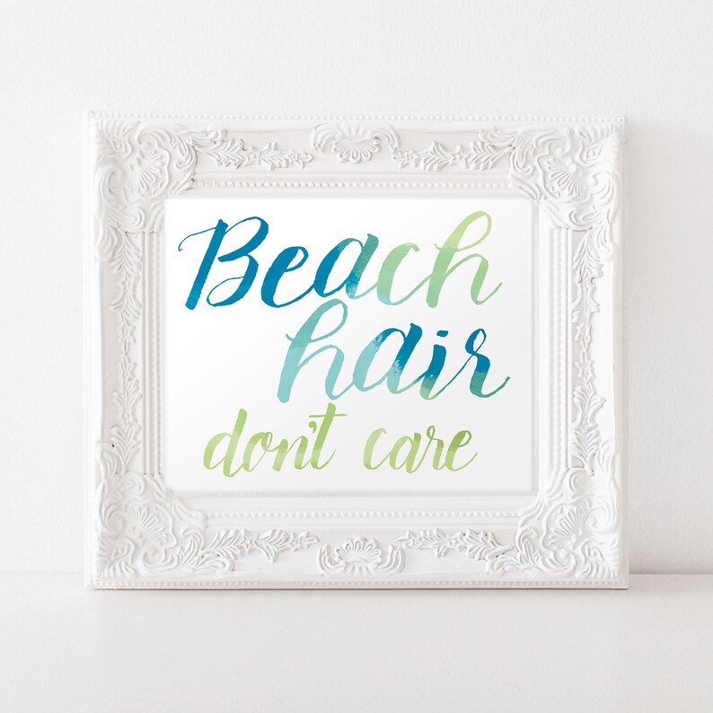 Beach Hair Dont Care Print Beach House Decor Beach Life Coastal Art Beach Print Messy Hair Dont Care Printable Wall Art Blue