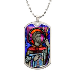 St Columba of Ireland dog tag necklace