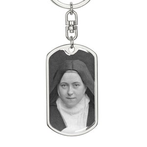St Therese of Lisieux dog tag keychain