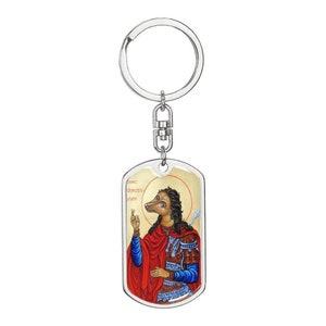 St Christopher protection keychain, Drive Safe Keychain, New Driver keychain, Patron Saint Travelers, St Christopher dog head icon keychain