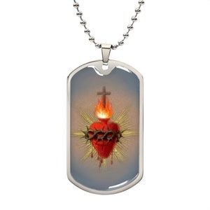 Sacred Heart of Jesus dog tag necklace, Most Sacred Heart of Jesus, Catholic necklace for women, Catholic jewelry, Catholic dog tag necklace