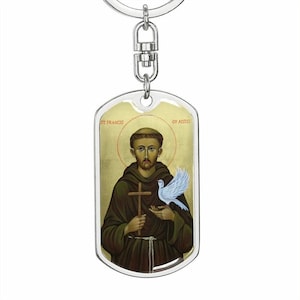 St Francis of Assisi dog tag keychain