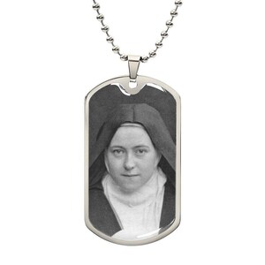 St Therese of Lisieux dog tag necklace
