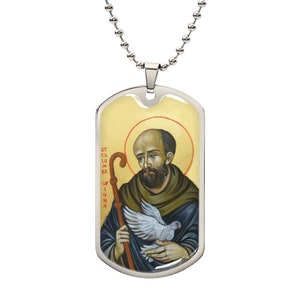 St Columba of Iona dog tag necklace pendant