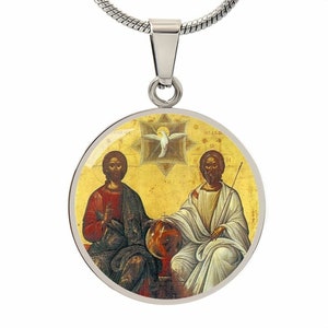 Holy Trinity Orthodox icon pendant necklace