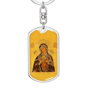Muttergottes der Schmerzen Dog Tag Schlüsselanhänger, Mutter der Schmerzen kyrillische Ikone