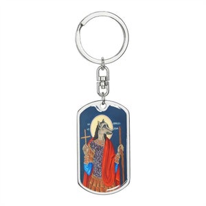 St Christopher Dog Head orthodox icon dog tag keychain, Dog Head St Christopher keychain, Patron Saint Drivers, St Christopher medal for car