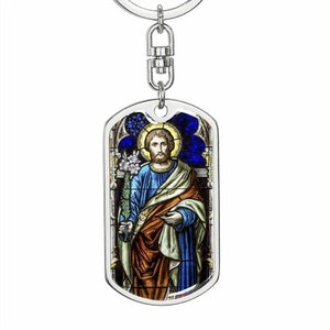 St Joseph medal dog tag keychain