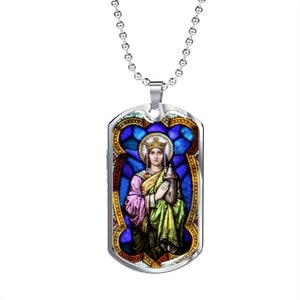 St Barbara necklace, St Barbara pendant, Saint Barbara, Patron Royal Army, Barbara stained glass, Protector Sudden Death, St Barbara Lapel