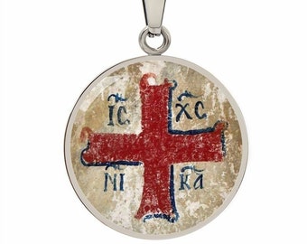 Collana con croce ortodossa, Gesù Cristo conquista, ciondolo Ic Xc Nika