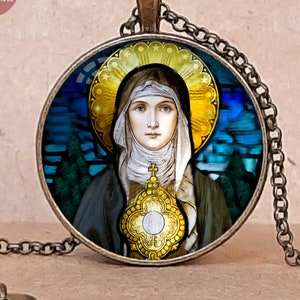 St Clare of Assisi Catholic icon medal / keychain