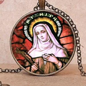 Patron Marital Problems, Saint Rita of Cascia pendant necklace keychain, Patron Saint Sickness and Wounds, Patron Lost and Impossible Causes