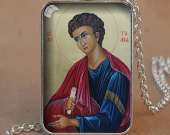 Saint Thomas the Apostle Orthodox icon necklace / keychain, St Thomas Apostle Byzantine icon, Saint Didymus icon, Saint Thomas icon necklace