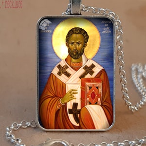 Saint Felix icon pendant necklace keychain, Felix of Burgundy, Felix of Dunwich, St Felix icon, St Felix gift, Gift for Felix, Baptism gift