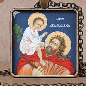 St Christopher necklace, St Christopher orthodox icon, St Christopher medal, St Christopher pendant, St Christopher keychain Patron Children