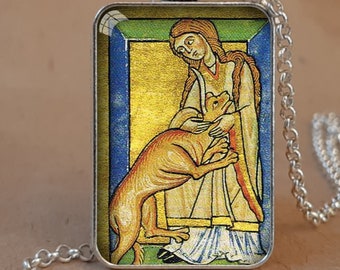 Saint Margaret of Scotland pendant necklace or keychain, Saint Margaret of Wessex, Patroness of Scotland, Gift for Margaret, Godmother gift