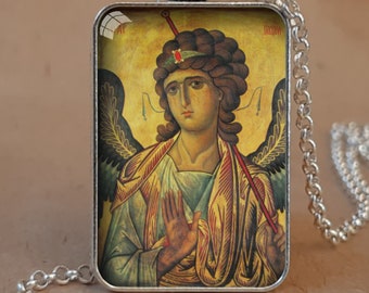 St Gabriel The Archangel Orthodox icon of Sinai pendant necklace or keychain, Archangel Gabriel icon Orthodox, Saint Gabriel Byzantine icon