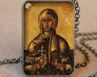 Colar com ícone ortodoxo de Santa Parascheva, padroeira do casamento, Parascheva dos Balcãs, Santa Petka da Bulgária, Santa Petka da Sérvia, Paraskeva sérvia