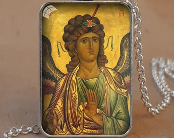 Byzantine St Michael icon of Sinai pendant necklace or keychain, Byzantine icon of St Michael the Archangel, Michael Archangel Orthodox icon