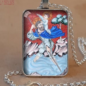 St Christopher Patron Saint of Travelers, St Christopher necklace, St Christopher medal, St Christopher pendant, St Christopher keychain