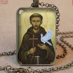 Saint Francis of Assisi Icon Pendant Necklace or Keychain, Patron of ...
