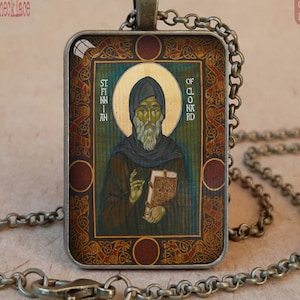St Finnian of Clonard icon necklace or keychain