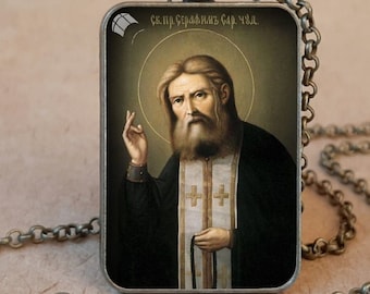 Saint Seraphim of Sarov orthodox icon pendant necklace or keychain