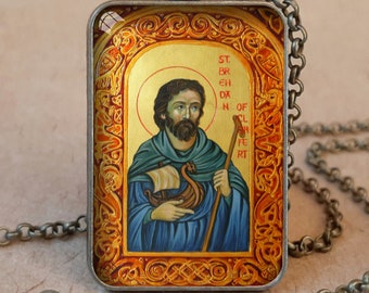 Collar y llavero con colgante de San Brendan Navegante, San Brendan Viajero, santo irlandés, santo celta, regalos irlandeses, joyería celta, nudo celta