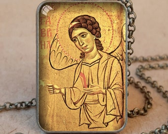 Collar o llavero con colgante de icono ortodoxo de San Gabriel Arcángel, regalo de embarazo para mamá primeriza, regalo para futura mamá, regalo para nueva mamá
