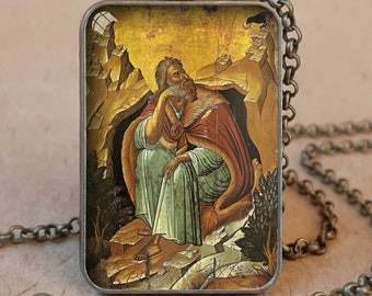 Prophet Elijah Orthodox icon necklace / keychain, Prophet Elijah Byzantine icon, Saint Elias Greek Orthodox icon, Prophet Elijah icon medal